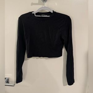 Zara black long sleeve crop top